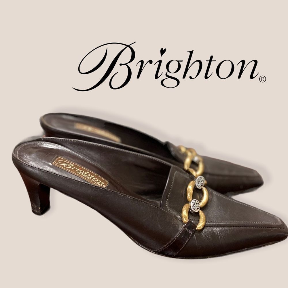 Brighton "Tosca" Brown Leather Heeled Mules 8